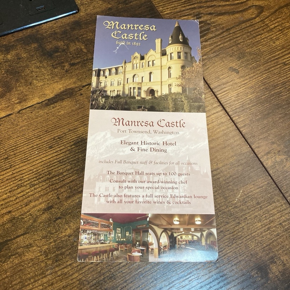 Manresa Castle Port Townsend Washington Brochure Card Tourist Attraction Souveni
